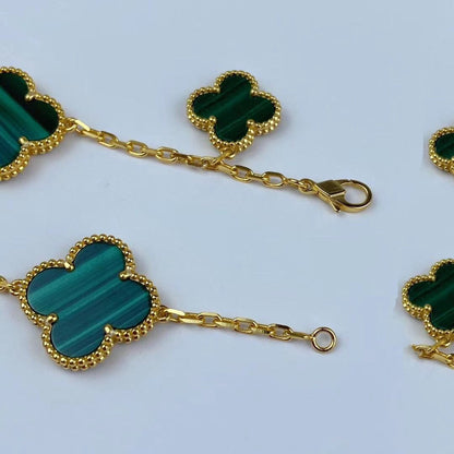 [⭐Haelin Jewelry]MAGIC CLOVER MALACHITE GOLD BRACELET 5 MOTIFS
