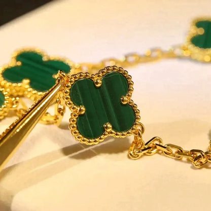 [⭐Haelin Jewelry] CLOVER 5 MOTIF MALACHITE BRACELET COLLECTION