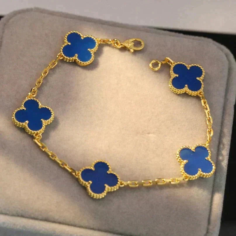 [⭐Haelin Jewelry] CLOVER 5 MOTIF BLUE AGATE BRACELET COLLECTION