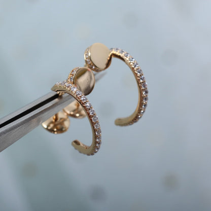 [⭐Haelin Jewelry]JUSTE EARRINGS 12.75MM PINK GOLD DIAMOND
