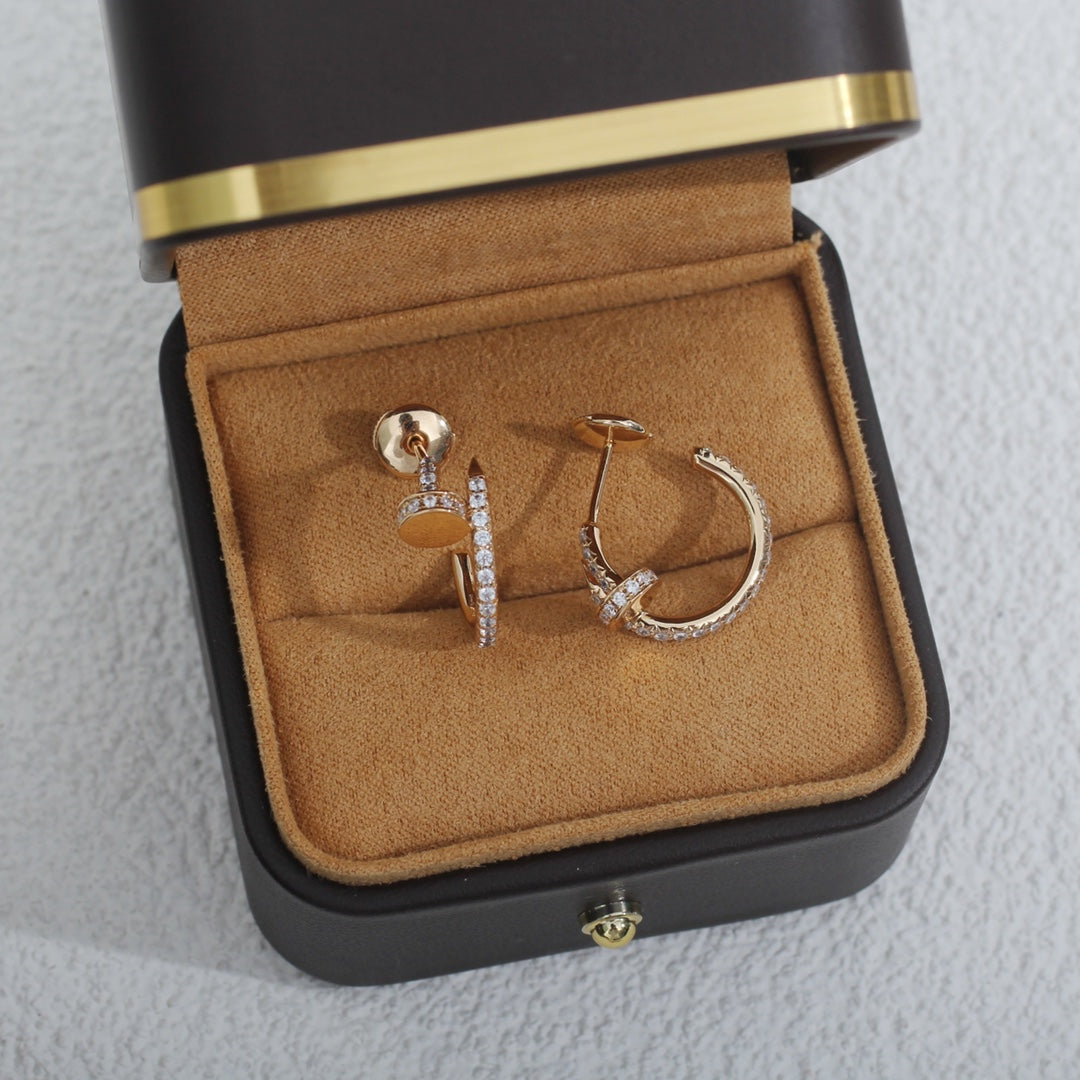 [⭐Haelin Jewelry]JUSTE EARRINGS 12.75MM PINK GOLD DIAMOND