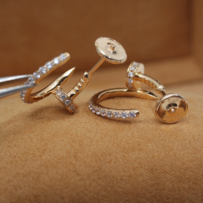 [⭐Haelin Jewelry]JUSTE EARRINGS 12.75MM PINK GOLD DIAMOND