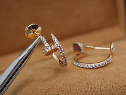 [⭐Haelin Jewelry]JUSTE EARRINGS 12.75MM PINK GOLD DIAMOND