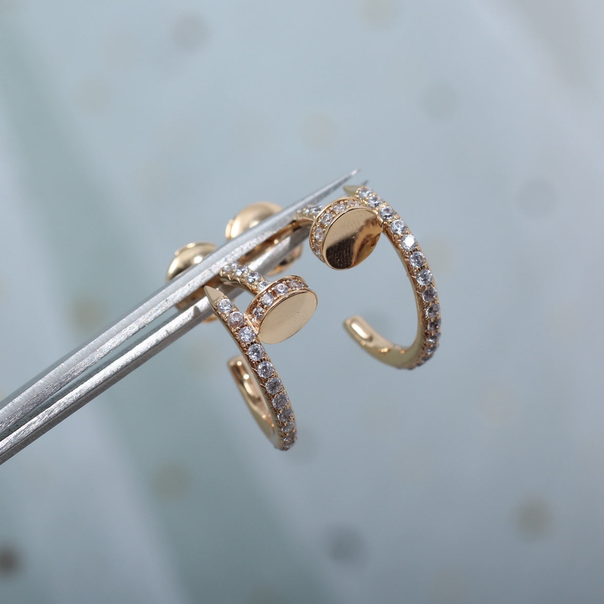[⭐Haelin Jewelry]JUSTE EARRINGS 12.75MM PINK GOLD DIAMOND