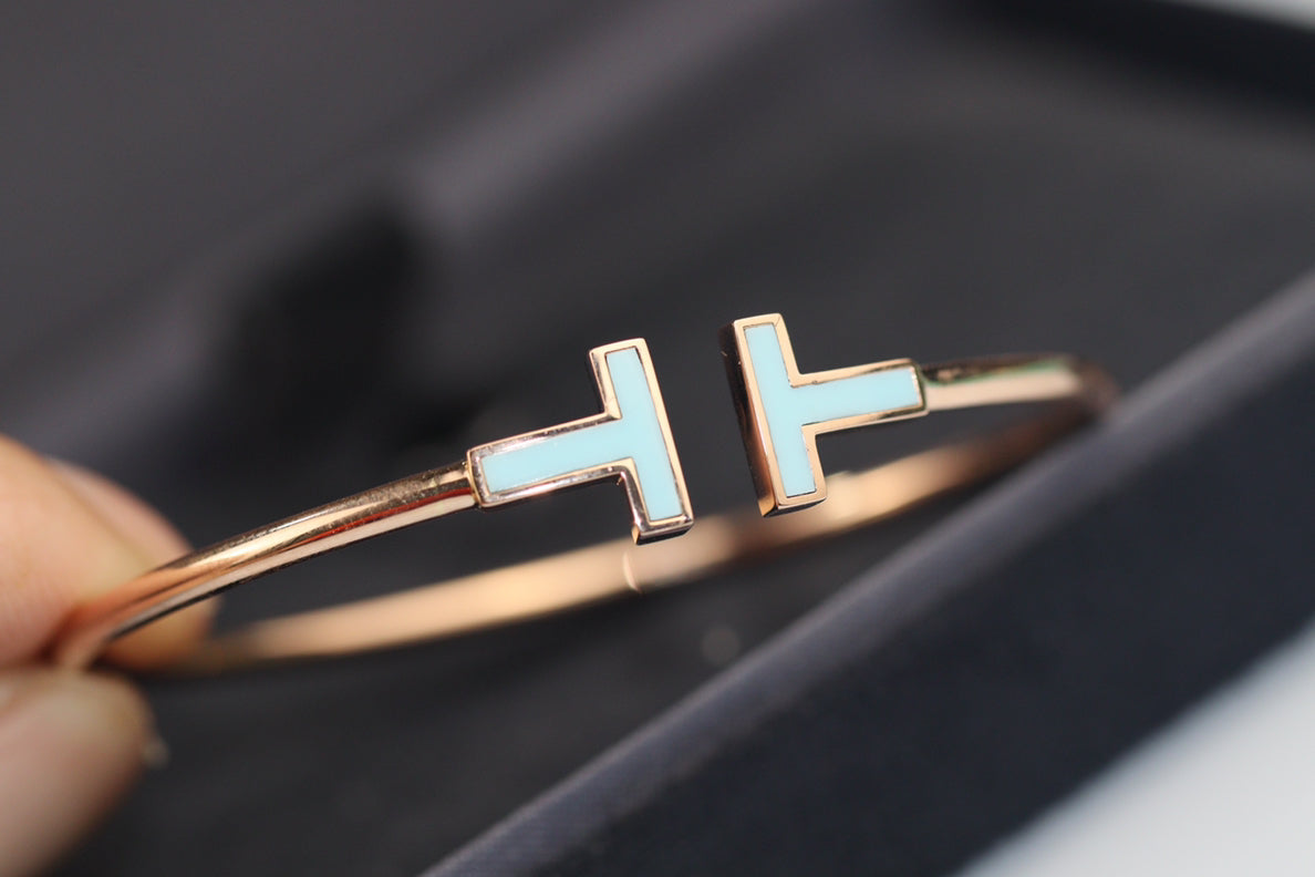 [Haelin Jewelry]T BRACELET 1.8MM TURQUOISE PINK GOLD