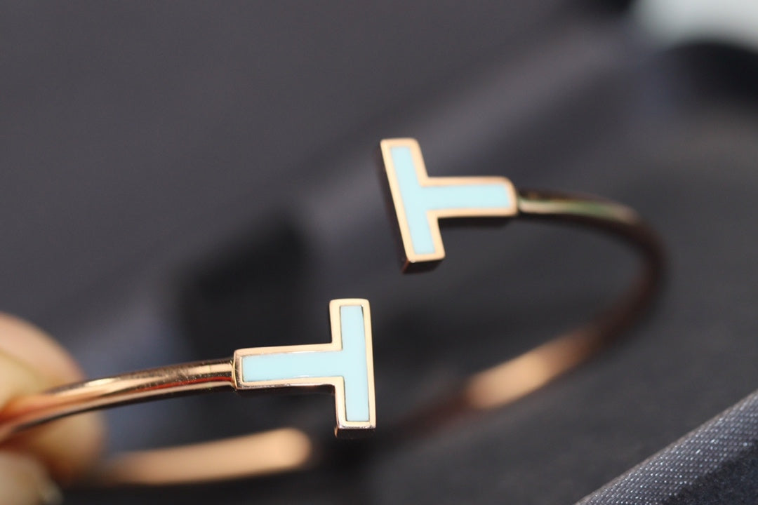 [Haelin Jewelry]T BRACELET 1.8MM TURQUOISE PINK GOLD