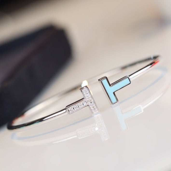 [Haelin Jewelry]T BRACELET 1.8MM TURQUOISE DIAMOND SILVER