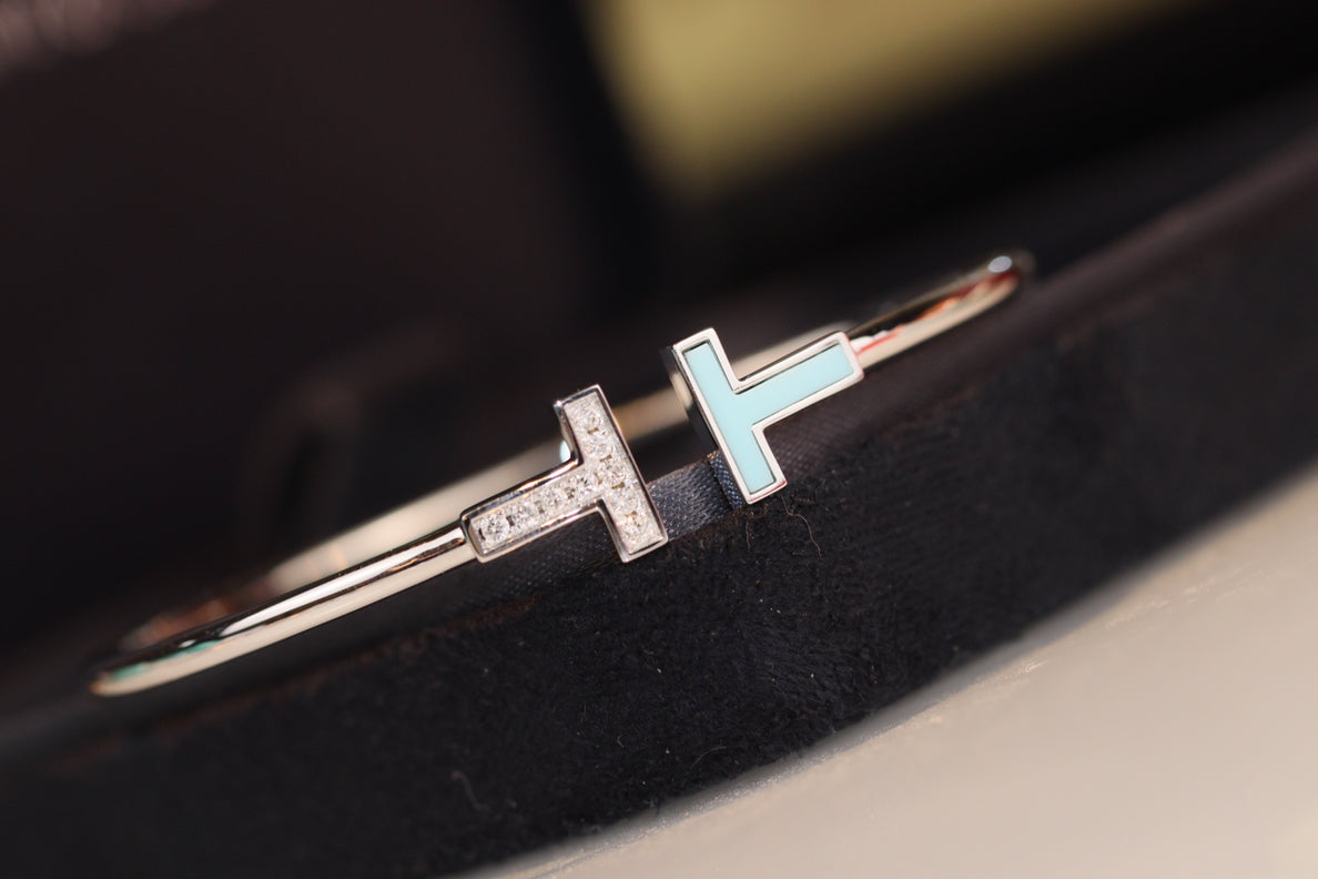 [Haelin Jewelry]T BRACELET 1.8MM TURQUOISE DIAMOND SILVER