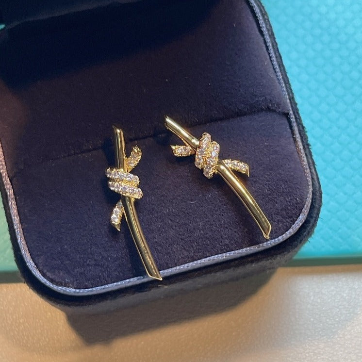 [Haelin Jewelry]KNOT EARRINGS GOLD DIAMOND