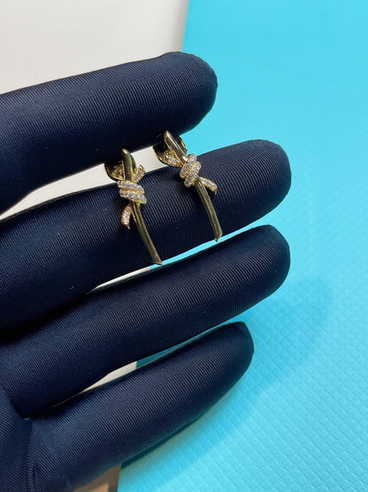 [Haelin Jewelry]KNOT EARRINGS GOLD DIAMOND