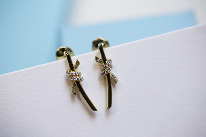 [Haelin Jewelry]KNOT EARRINGS GOLD DIAMOND
