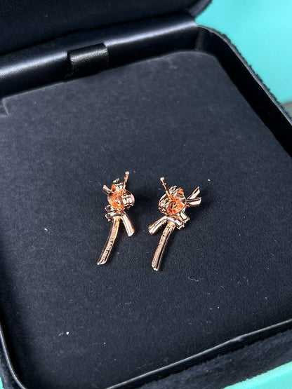 [Haelin Jewelry]KNOT EARRINGS PINK GOLD DIAMOND