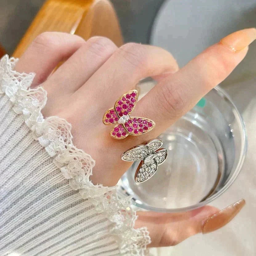 [⭐Haelin Jewelry]TWIN BUTTERFLY DIAMOND RING