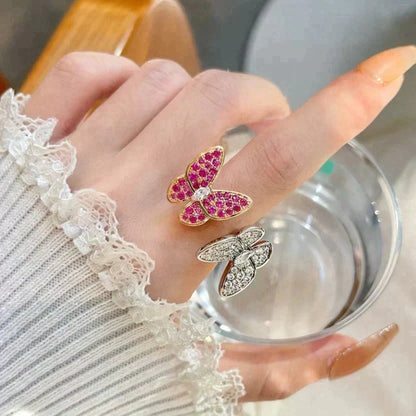 [⭐Haelin Jewelry]TWIN BUTTERFLY DIAMOND RING