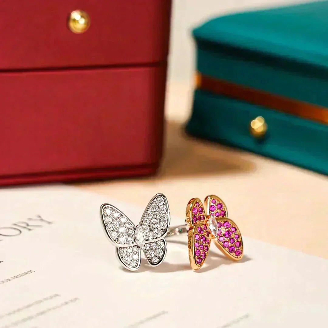 [⭐Haelin Jewelry]TWIN BUTTERFLY DIAMOND RING