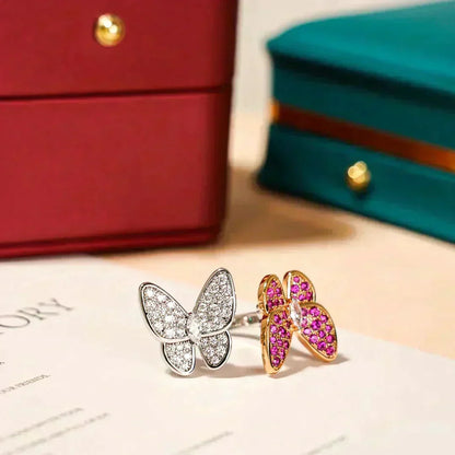 [⭐Haelin Jewelry]TWIN BUTTERFLY DIAMOND RING