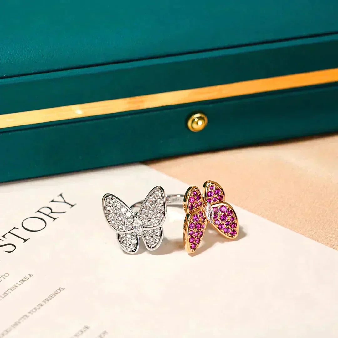 [⭐Haelin Jewelry]TWIN BUTTERFLY DIAMOND RING