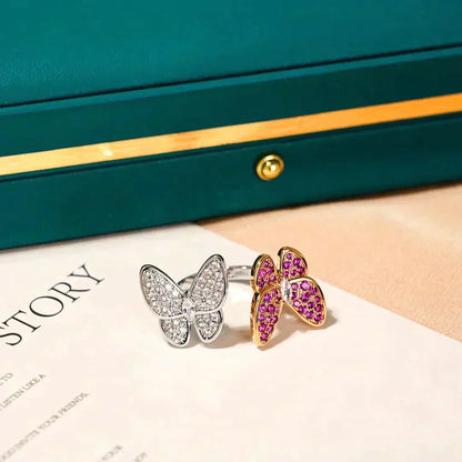 [⭐Haelin Jewelry]TWIN BUTTERFLY DIAMOND RING