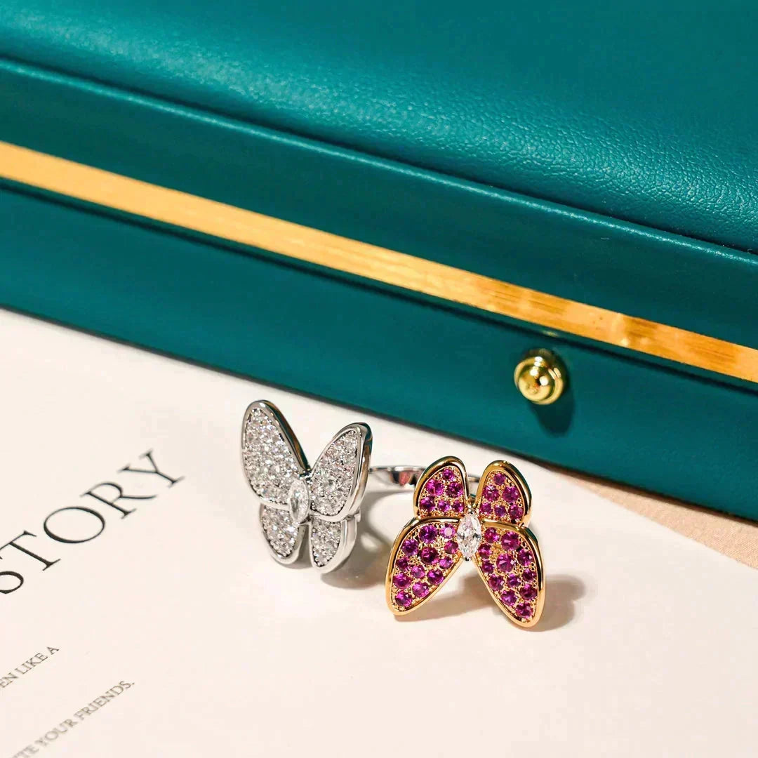 [⭐Haelin Jewelry]TWIN BUTTERFLY DIAMOND RING