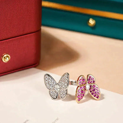 [⭐Haelin Jewelry]TWIN BUTTERFLY DIAMOND RING