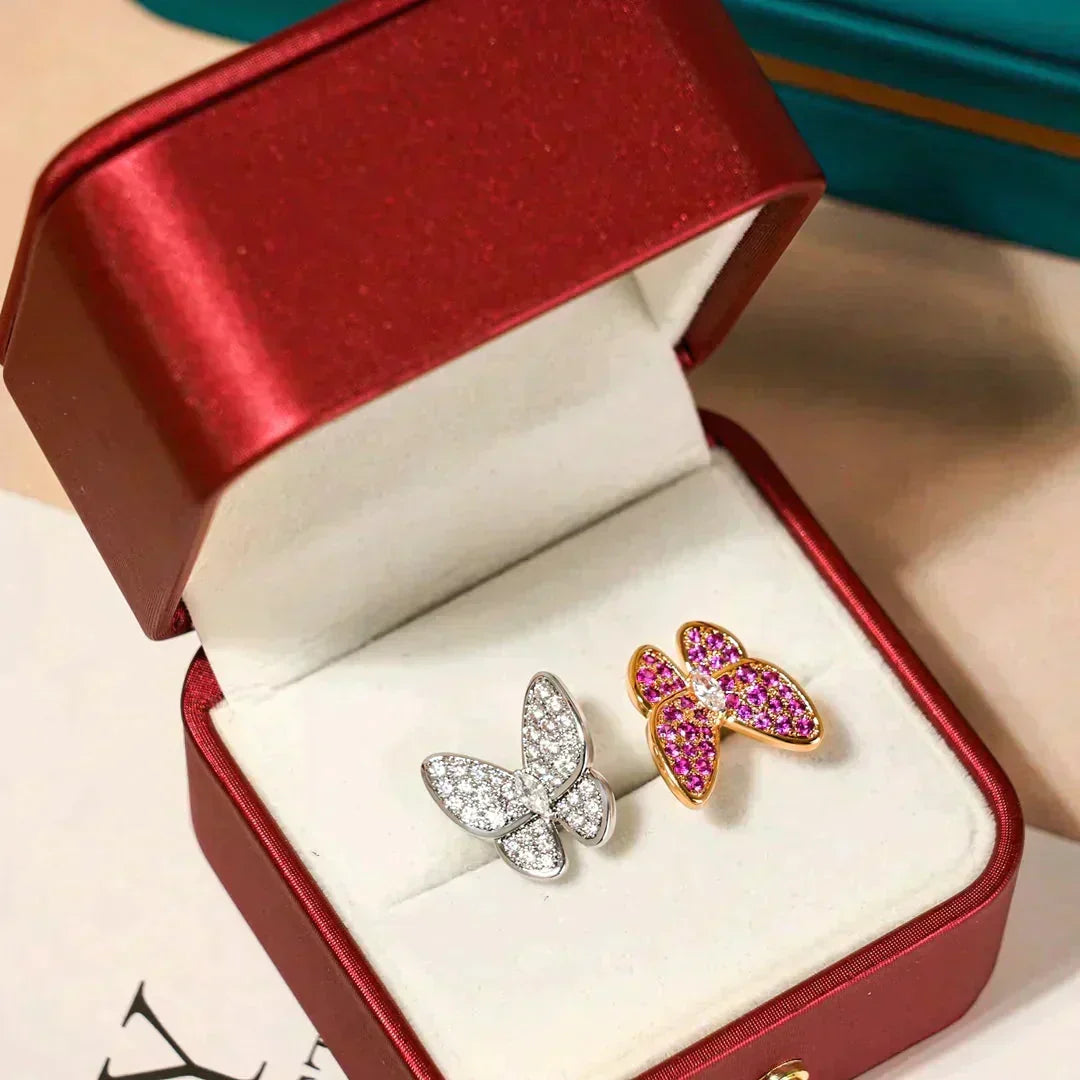 [⭐Haelin Jewelry]TWIN BUTTERFLY DIAMOND RING