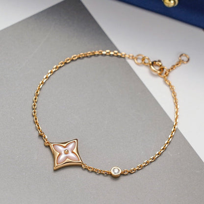 [⭐Haelin Jewelry]STAR 1 DIAMOND PINK GOLD BRACELET