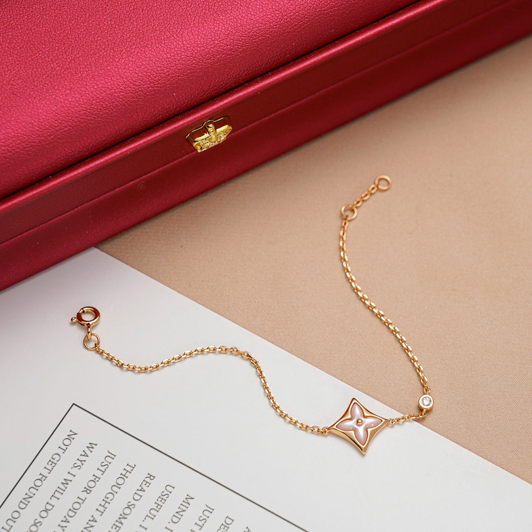 [⭐Haelin Jewelry]STAR 1 DIAMOND PINK GOLD BRACELET