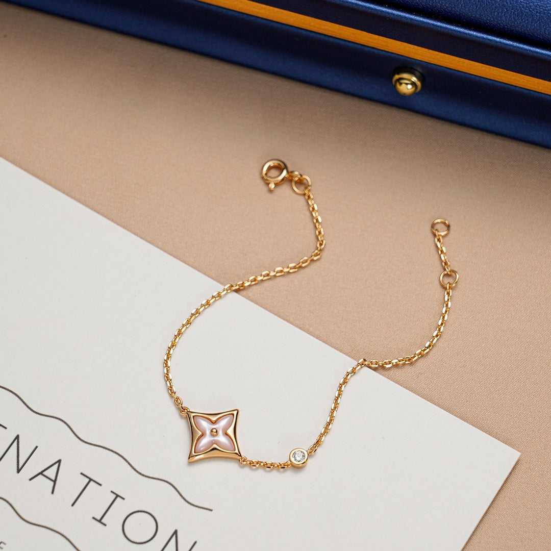 [⭐Haelin Jewelry]STAR 1 DIAMOND PINK GOLD BRACELET