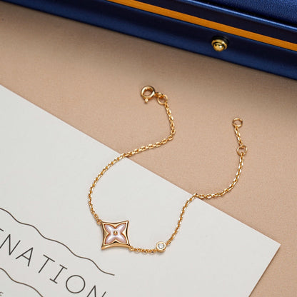 [⭐Haelin Jewelry]STAR 1 DIAMOND PINK GOLD BRACELET