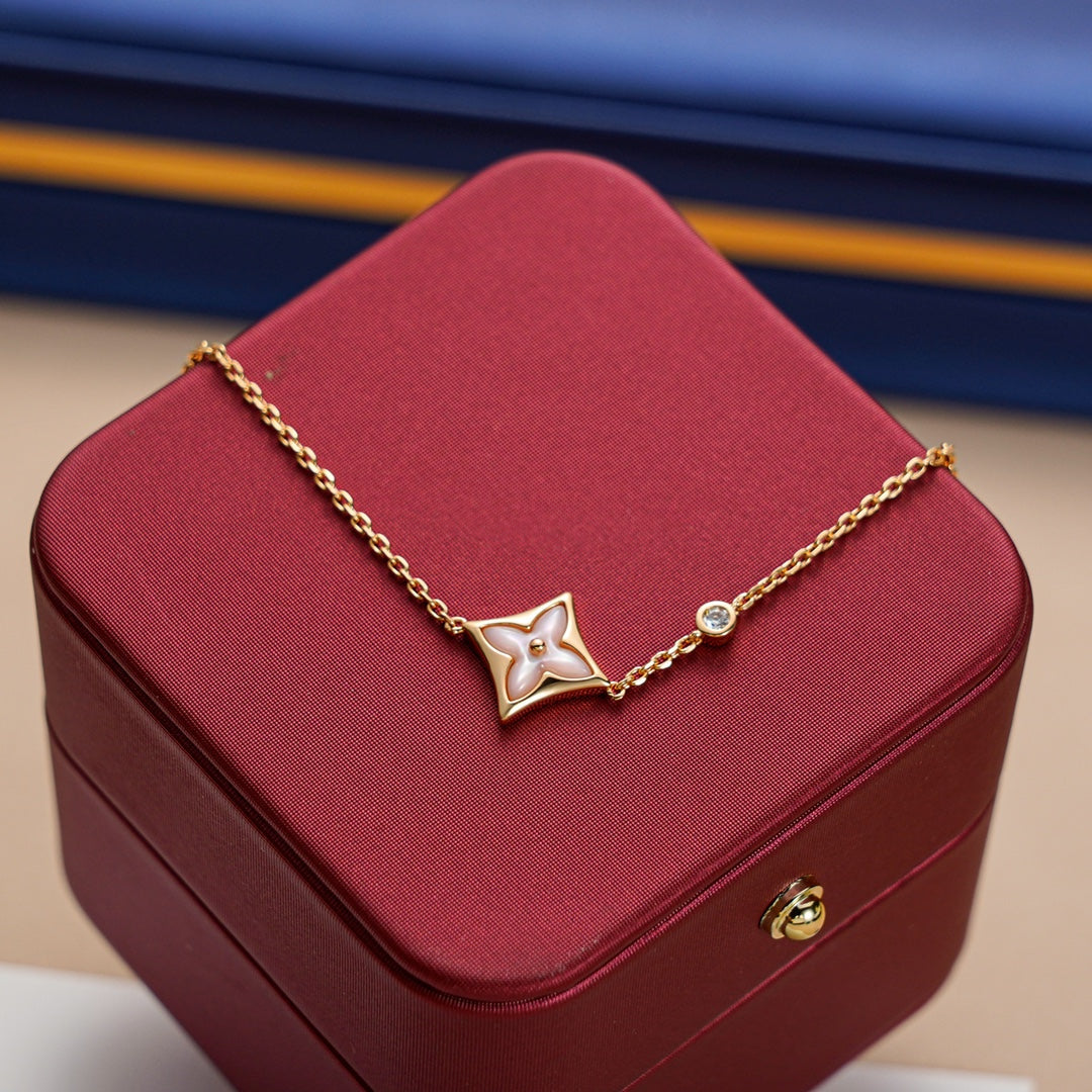 [⭐Haelin Jewelry]STAR 1 DIAMOND PINK GOLD BRACELET