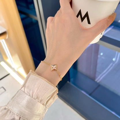 [⭐Haelin Jewelry]STAR 1 DIAMOND PINK GOLD BRACELET