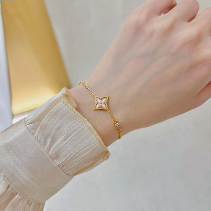[⭐Haelin Jewelry]STAR 1 DIAMOND PINK GOLD BRACELET
