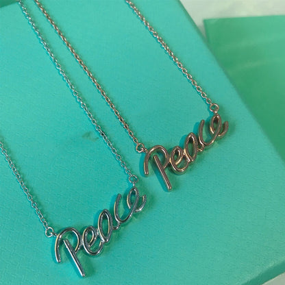 [Haelin Jewelry]PEACE TEXT PEDANT NECKLACE