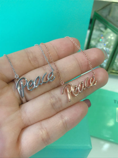 [Haelin Jewelry]PEACE TEXT PEDANT NECKLACE