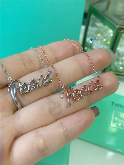 [Haelin Jewelry]PEACE TEXT PEDANT NECKLACE