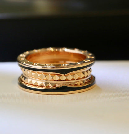 [⭐Haelin Jewelry]ZERO 1 PINK GOLD BLACK CERAMIC RING