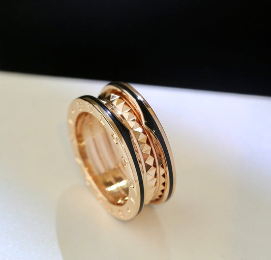 [⭐Haelin Jewelry]ZERO 1 PINK GOLD BLACK CERAMIC RING