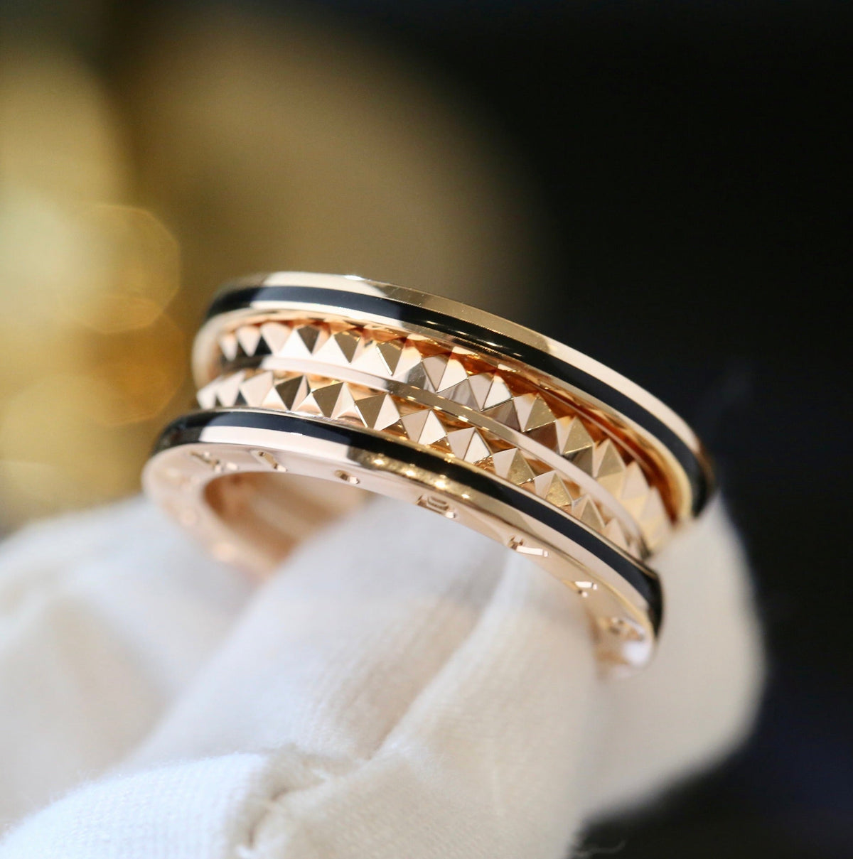 [⭐Haelin Jewelry]ZERO 1 PINK GOLD BLACK CERAMIC RING