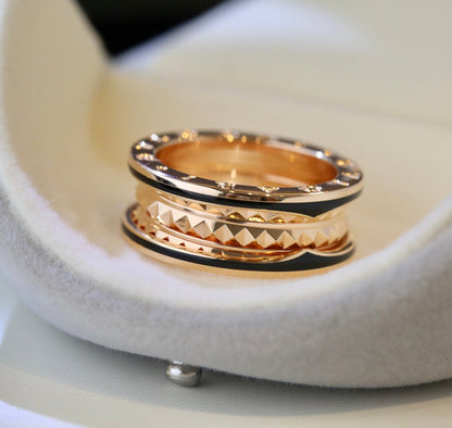 [⭐Haelin Jewelry]ZERO 1 PINK GOLD BLACK CERAMIC RING