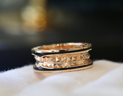 [⭐Haelin Jewelry]ZERO 1 PINK GOLD BLACK CERAMIC RING
