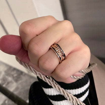 [⭐Haelin Jewelry]ZERO 1 PINK GOLD BLACK CERAMIC RING