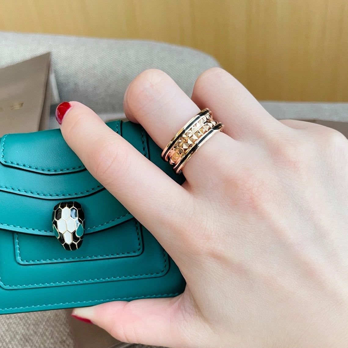 [⭐Haelin Jewelry]ZERO 1 PINK GOLD BLACK CERAMIC RING