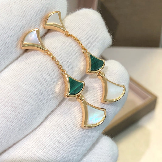 [⭐Haelin Jewelry]DREAM EARRINGS 3 MOTIFS MALACHITE MOP PINK GOLD