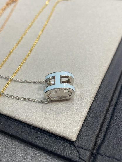 [⭐Haelin Jewelry]POP H LIGHT BLUE NECKLACE