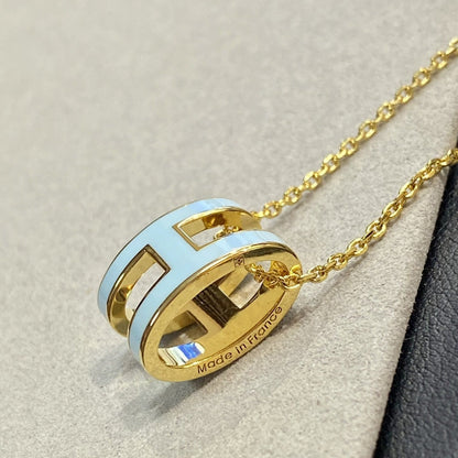 [⭐Haelin Jewelry]POP H LIGHT BLUE NECKLACE