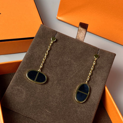 [⭐Haelin Jewelry]CHAINE VERSO BLACK CERAMIC EARRINGS
