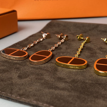 [⭐Haelin Jewelry]CHAINE VERSO BLACK CERAMIC EARRINGS
