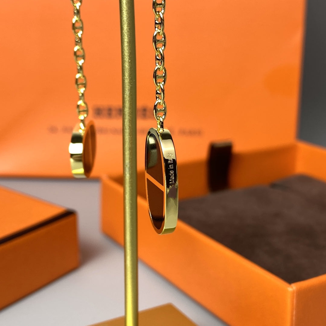 [⭐Haelin Jewelry]CHAINE VERSO BLACK CERAMIC EARRINGS