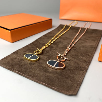 [⭐Haelin Jewelry]CHAINE VERSO BLACK CERAMIC NECKLACE