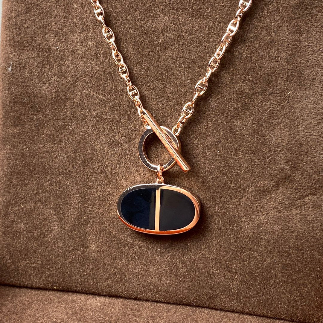 [⭐Haelin Jewelry]CHAINE VERSO BLACK CERAMIC NECKLACE